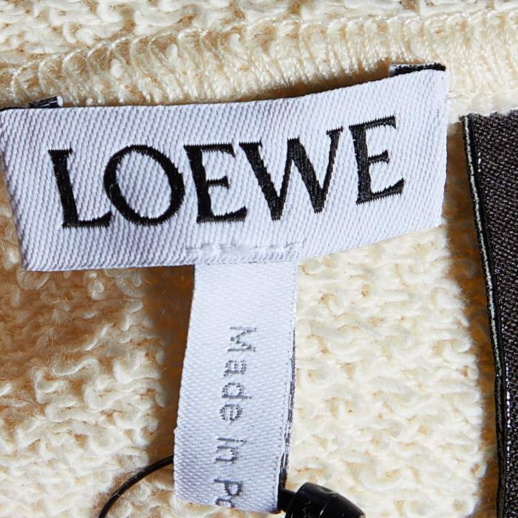 Pre Owned Loewe X Paula's Ibiza Ecru Parrot Logo Print Cotton Hooded Sweatshirt L