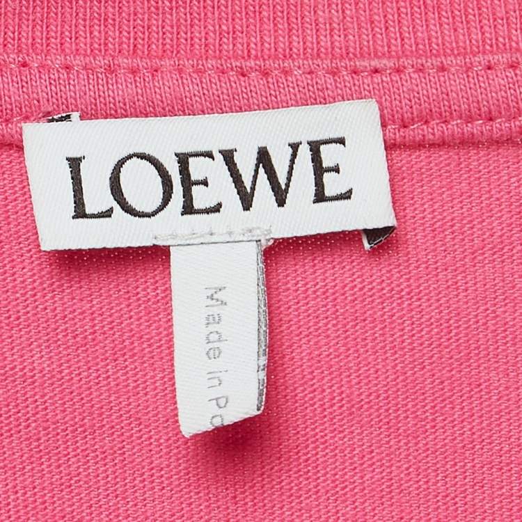 Pre Owned Loewe Pink Anagram Embroidered Cotton Knit Faded T-Shirt L
