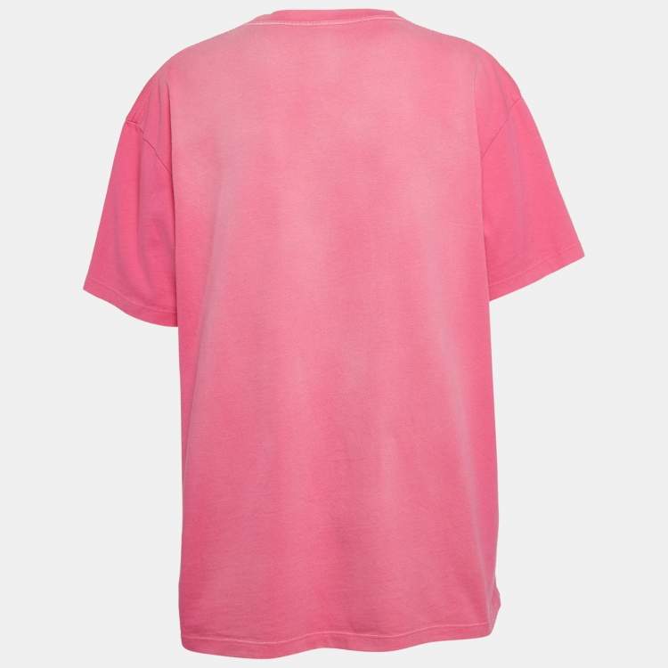 Pre Owned Loewe Pink Anagram Embroidered Cotton Knit Faded T-Shirt L