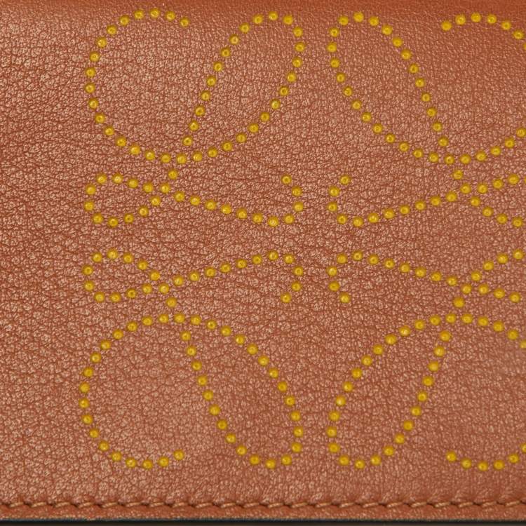 Pre Owned Loewe Brown Leather Anagram Neck Card Holder