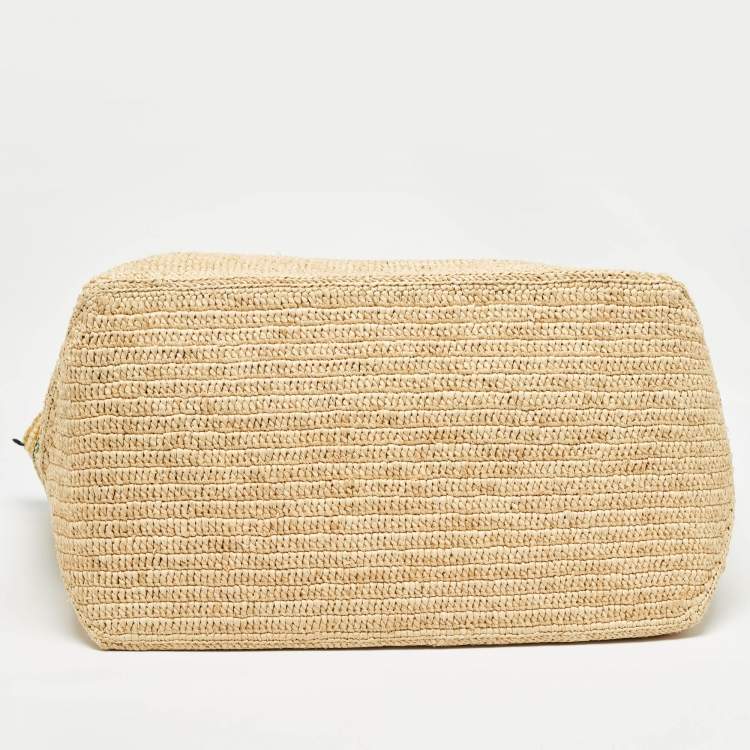 Pre Owned Loewe Multicolor Striped Raffia Fold Shopper Tote