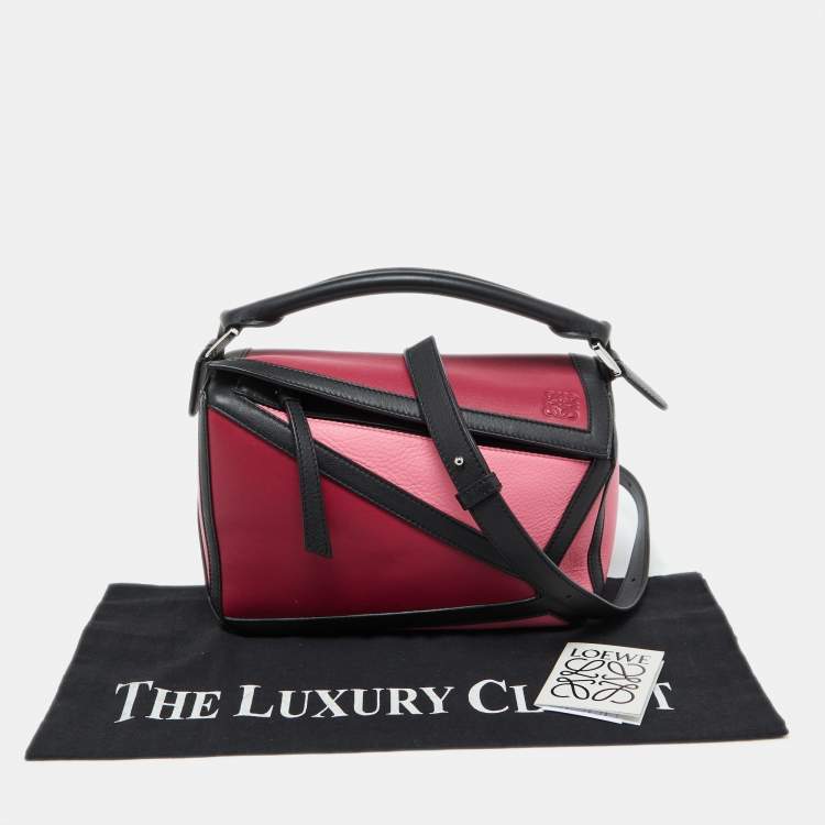 Pre Owned Loewe Tri Color Leather Small Puzzle Top Handle Bag