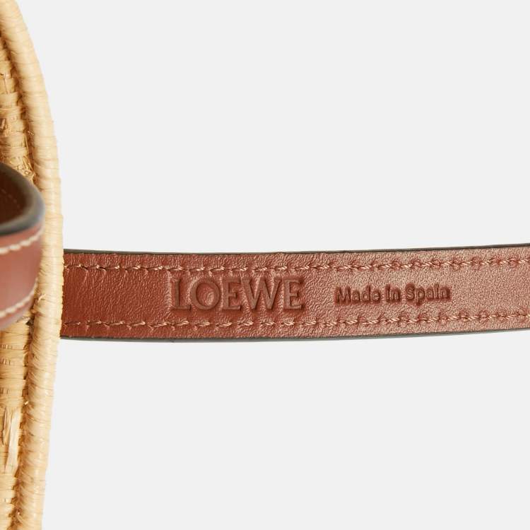 Pre Owned Loewe x Paula's Ibiza Beige/Brown Raffia and Leather Small Square Basket Bag