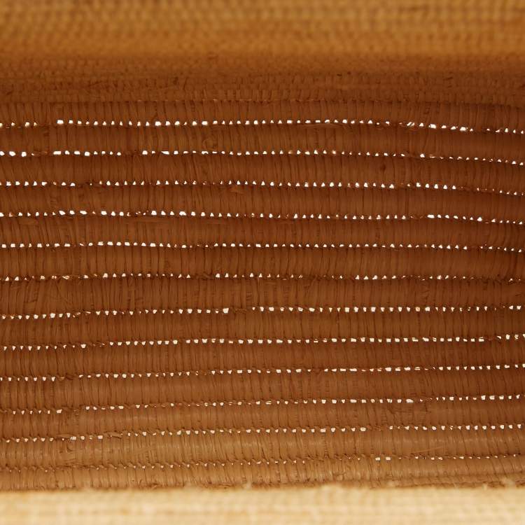 Pre Owned Loewe x Paula's Ibiza Beige/Brown Raffia and Leather Small Square Basket Bag