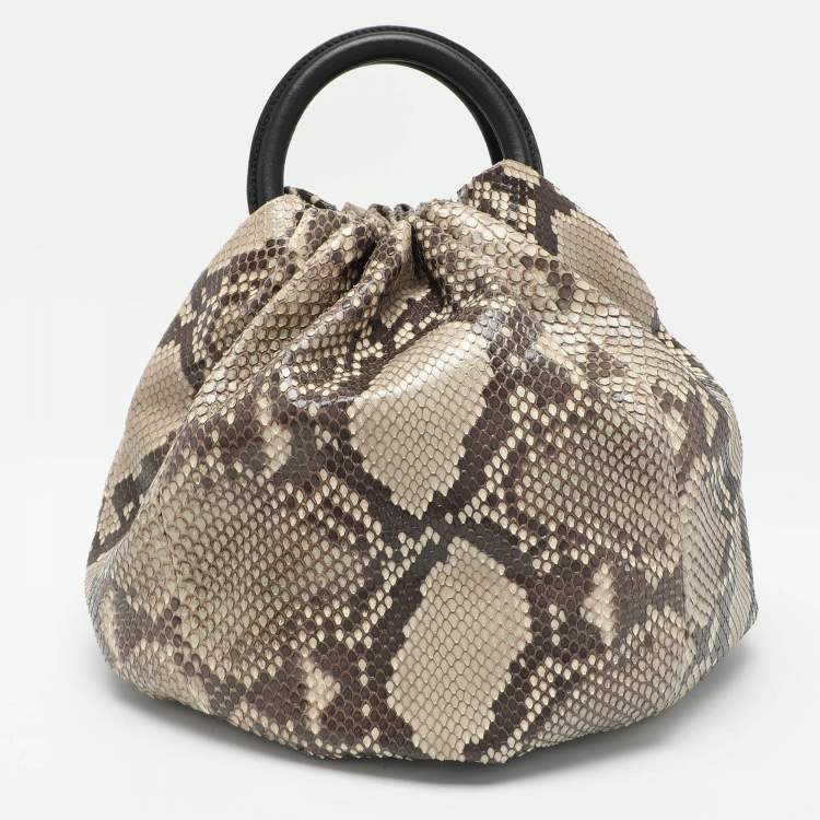Pre Owned Loewe Brown/Beige Python Bounce Bucket Bag