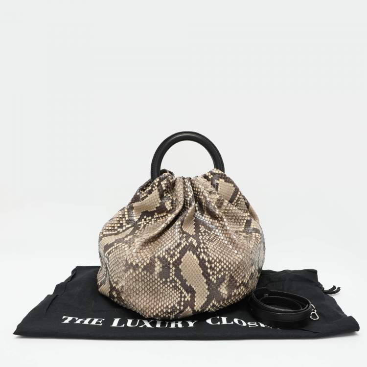Pre Owned Loewe Brown/Beige Python Bounce Bucket Bag