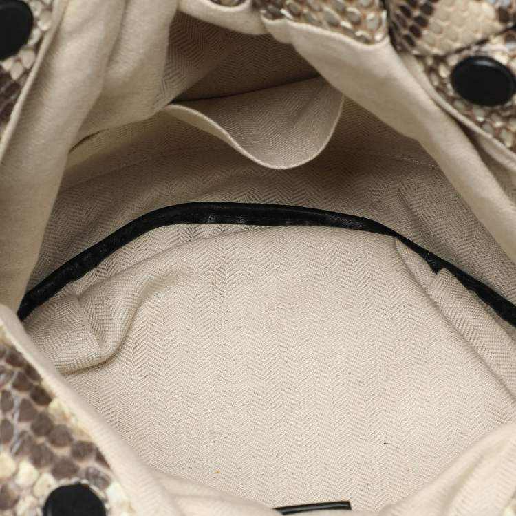 Pre Owned Loewe Brown/Beige Python Bounce Bucket Bag