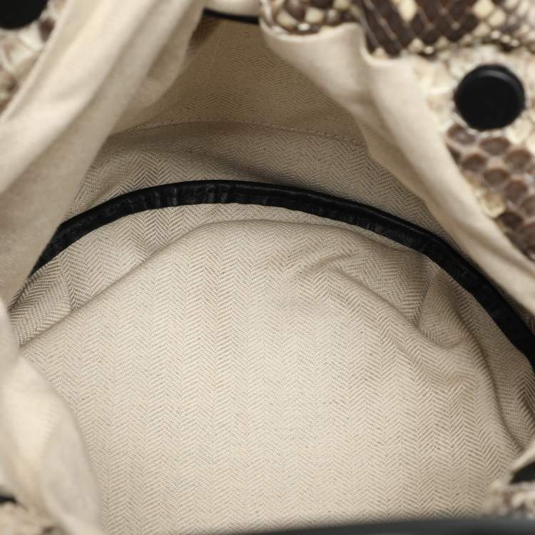 Pre Owned Loewe Brown/Beige Python Bounce Bucket Bag