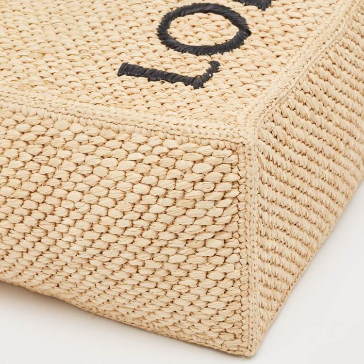 Pre Owned Loewe Natural Raffia Medium Font Tote