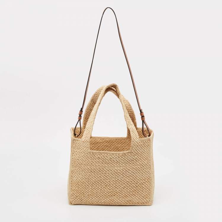 Pre Owned Loewe Natural Raffia Medium Font Tote
