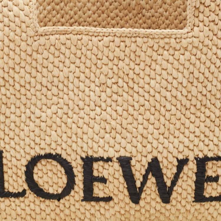 Pre Owned Loewe Natural Raffia Medium Font Tote