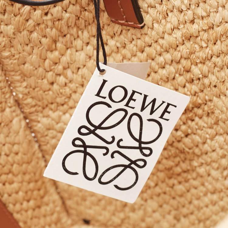Pre Owned Loewe Natural Raffia Medium Font Tote