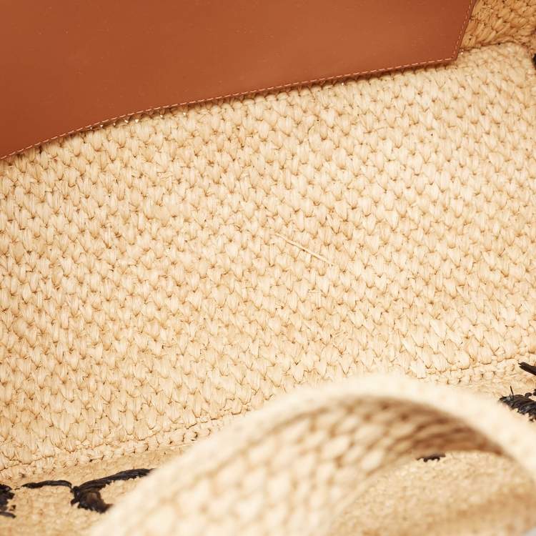 Pre Owned Loewe Natural Raffia Medium Font Tote