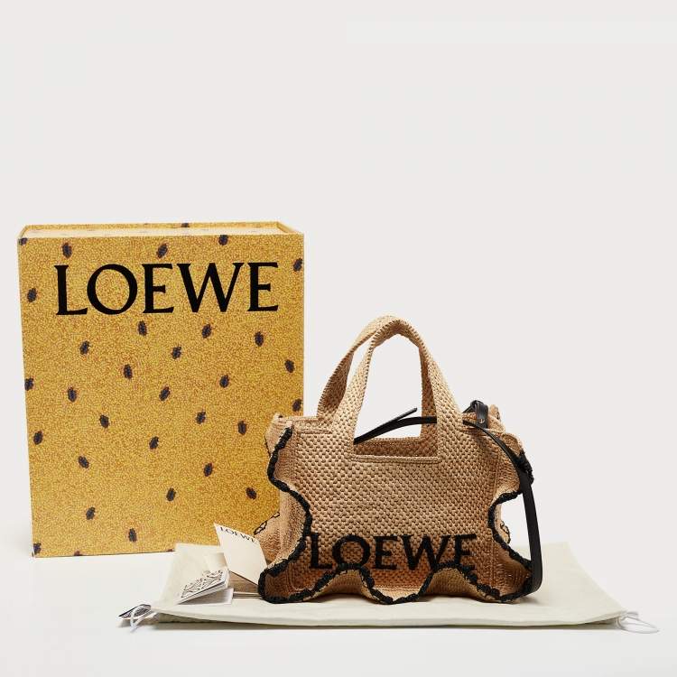 Pre Owned Loewe x Paula's Ibiza Black/Natural Raffia Small Ruffle Tote