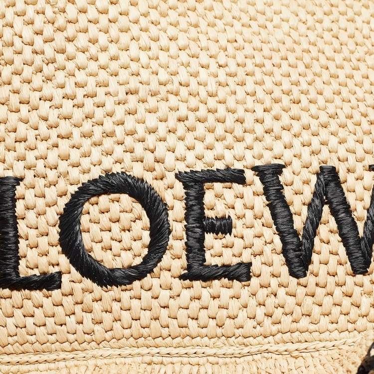 Pre Owned Loewe x Paula's Ibiza Black/Natural Raffia Small Ruffle Tote