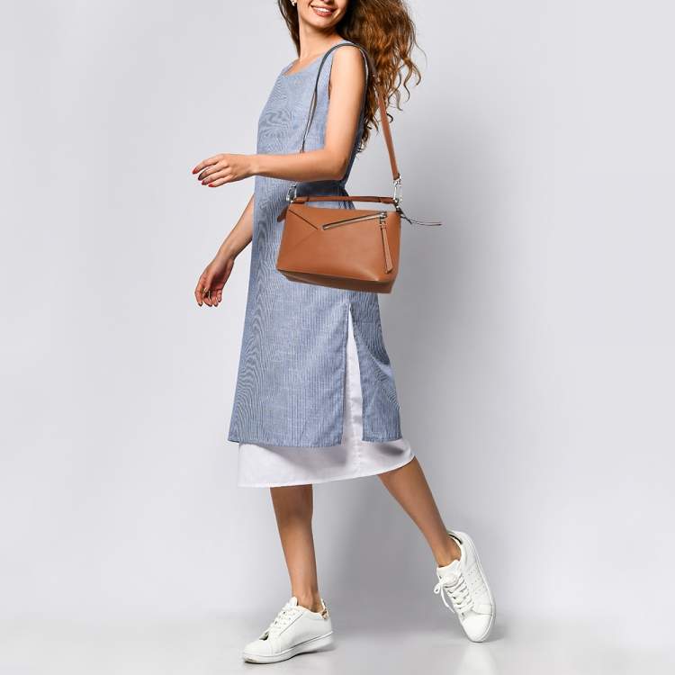 Pre Owned Loewe Brown Leather Small Puzzle Shoulder Bag
