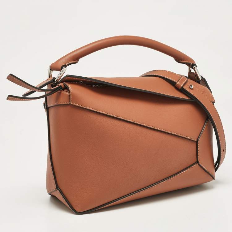 Pre Owned Loewe Brown Leather Small Puzzle Shoulder Bag