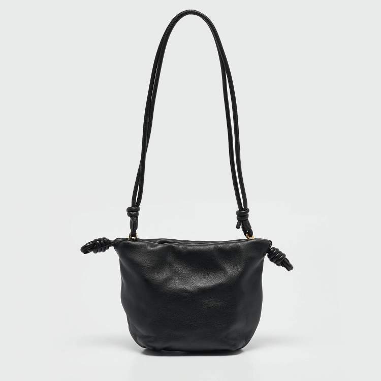 Pre Owned Loewe Black Leather Mini Flamenco Shoulder Bag