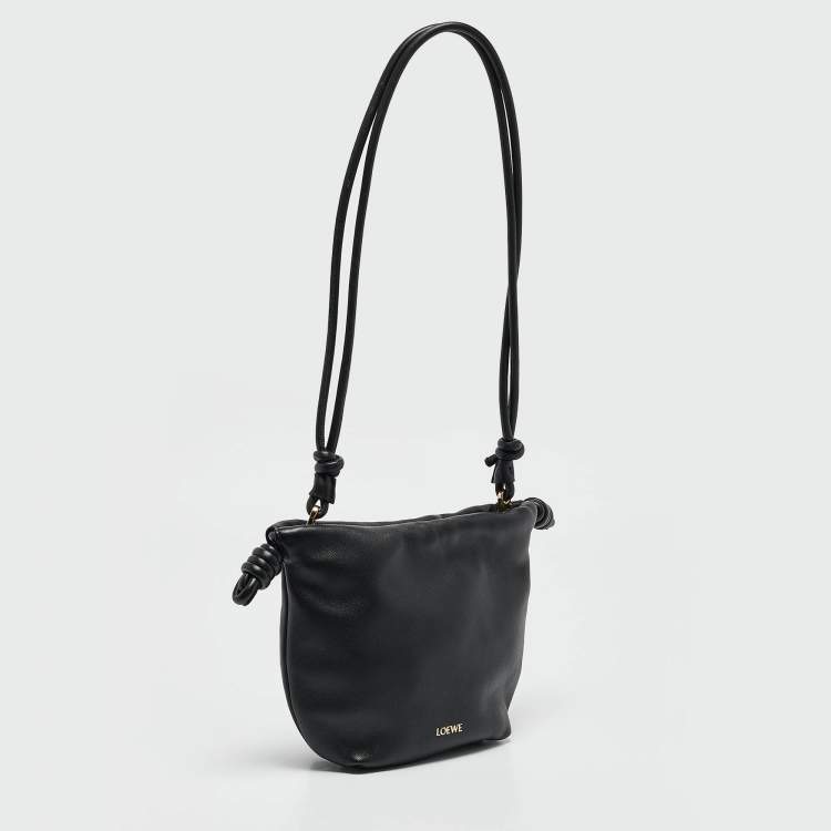 Pre Owned Loewe Black Leather Mini Flamenco Shoulder Bag