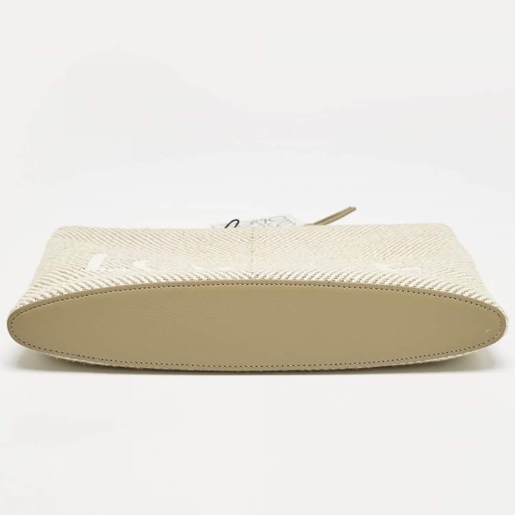 Pre Owned Loewe Beige Jacquard Canvas Oblong Pouch
