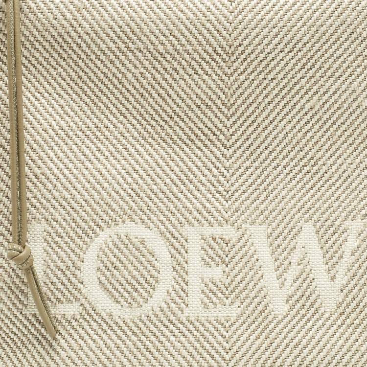 Pre Owned Loewe Beige Jacquard Canvas Oblong Pouch