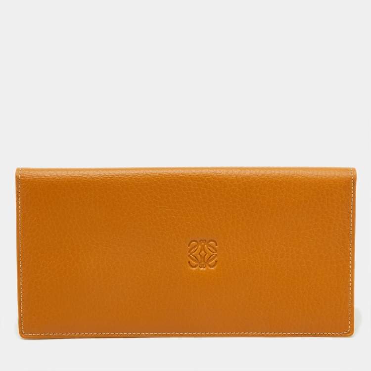 Pre Owned Loewe Brown Leather Anagram Long Wallet