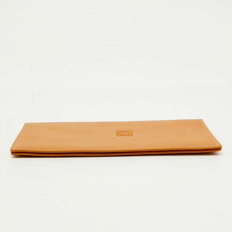 Pre Owned Loewe Brown Leather Anagram Long Wallet