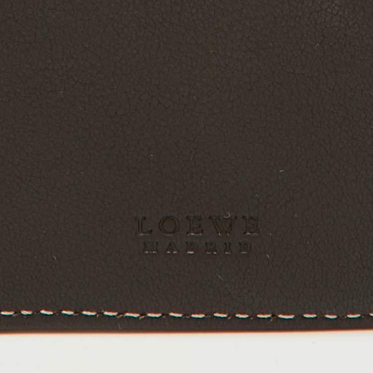 Pre Owned Loewe Beige/Dark Brown Suede and Leather Anagram Wallet