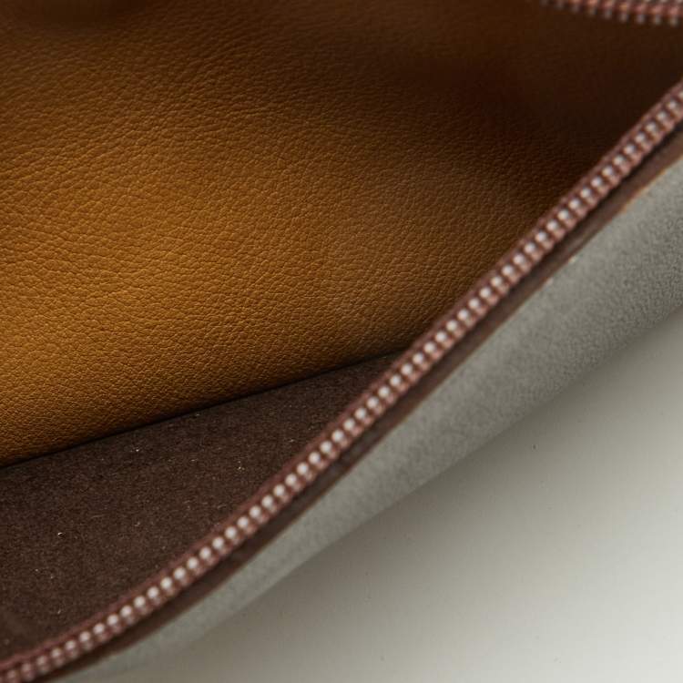 Pre Owned Loewe Beige/Dark Brown Suede and Leather Anagram Wallet
