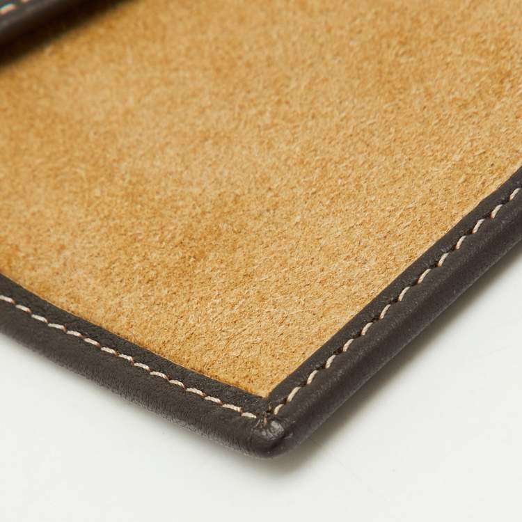 Pre Owned Loewe Beige/Dark Brown Suede and Leather Anagram Wallet