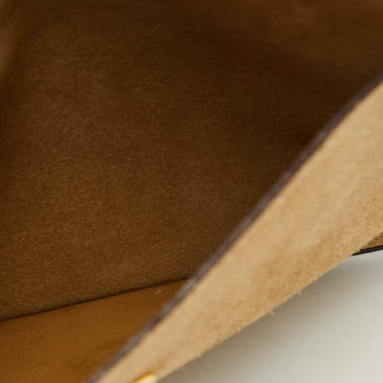 Pre Owned Loewe Beige/Dark Brown Suede and Leather Anagram Wallet
