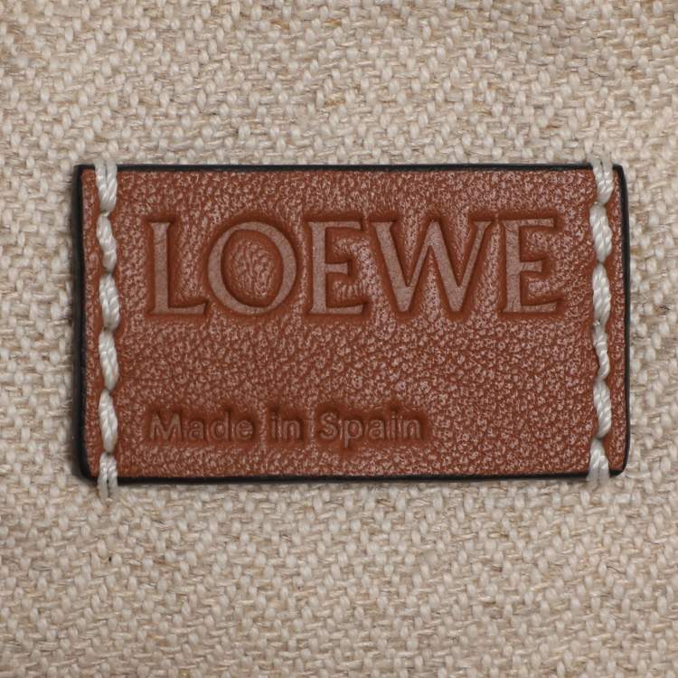 Pre Owned Loewe Beige/Brown Raffia and Canvas Drawstring Bucket Bag