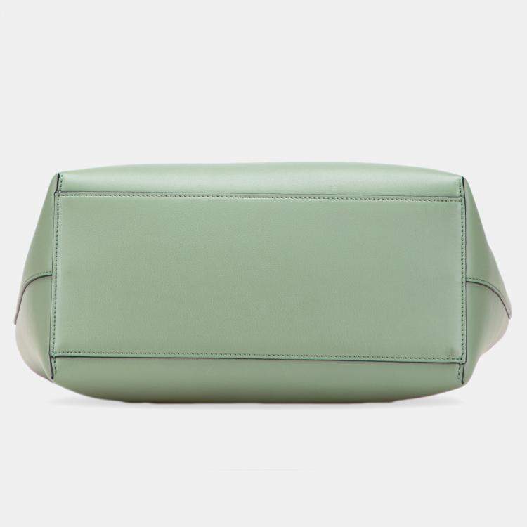 Pre Owned Loewe Green Small Smooth Calfskin Anagram Tote