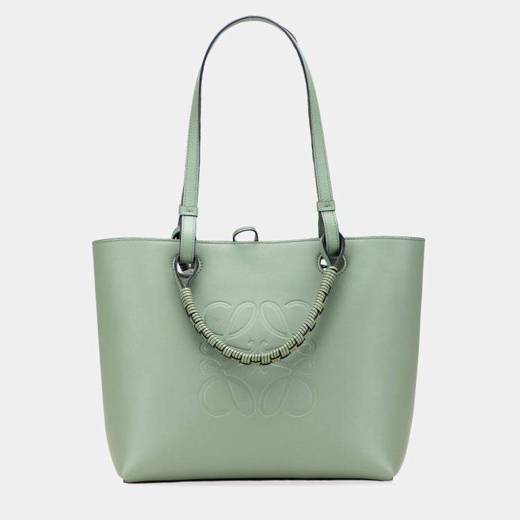 Pre Owned Loewe Green Small Smooth Calfskin Anagram Tote