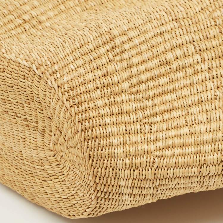 Pre Owned Loewe Beige/Brown Woven Raffia and Leather Shell Basket Tote