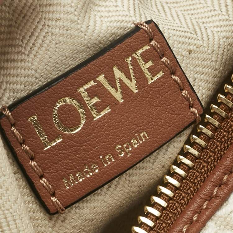 Pre Owned Loewe Brown/Beige Anagram Canvas and Leather Cubi Bag