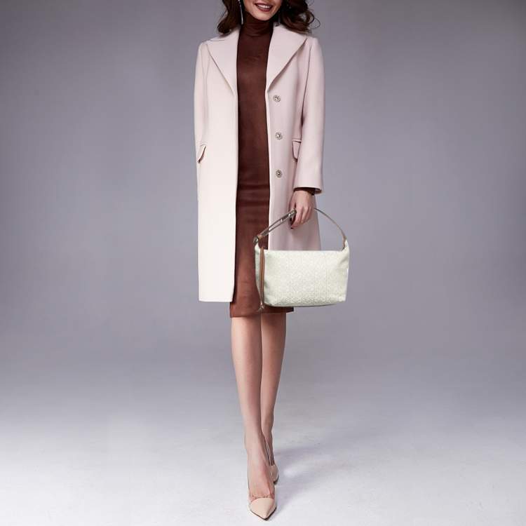 Pre Owned Loewe Brown/Beige Anagram Canvas and Leather Cubi Bag