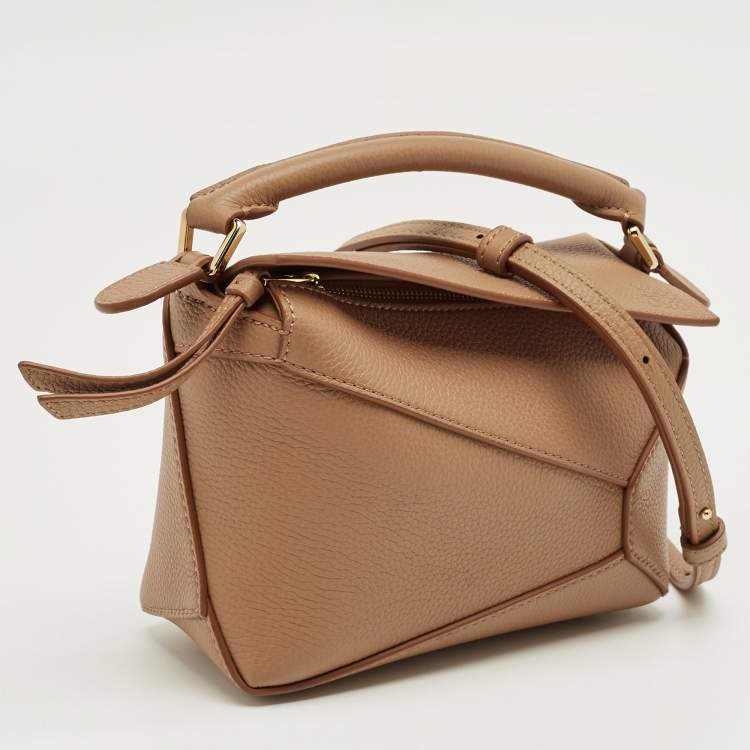 Pre Owned Loewe Brown Leather Mini Puzzle Shoulder Bag