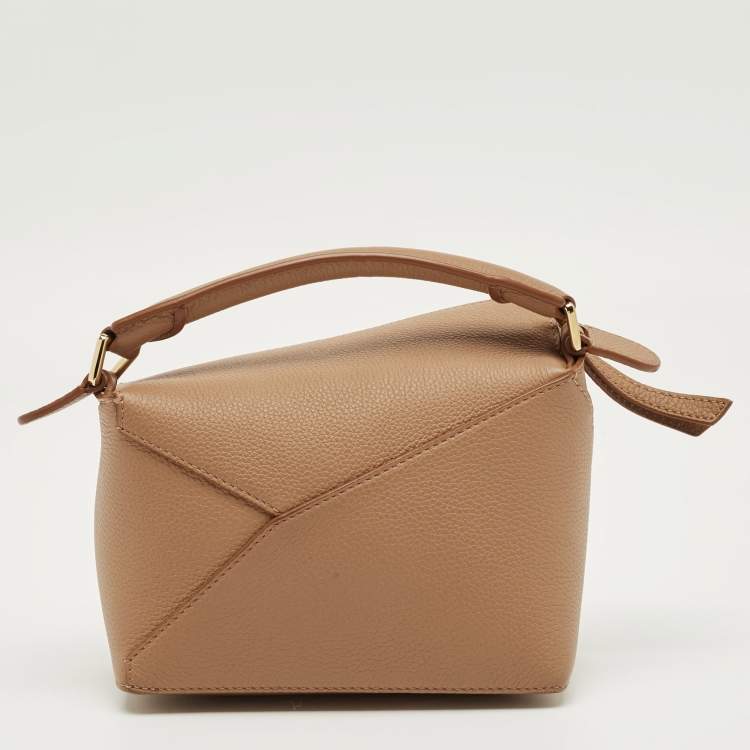 Pre Owned Loewe Brown Leather Mini Puzzle Shoulder Bag