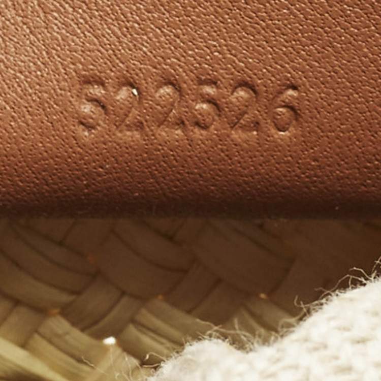 Pre Owned Loewe Anagram Square Pocket Cream/Brown Raffia Bucket Bag