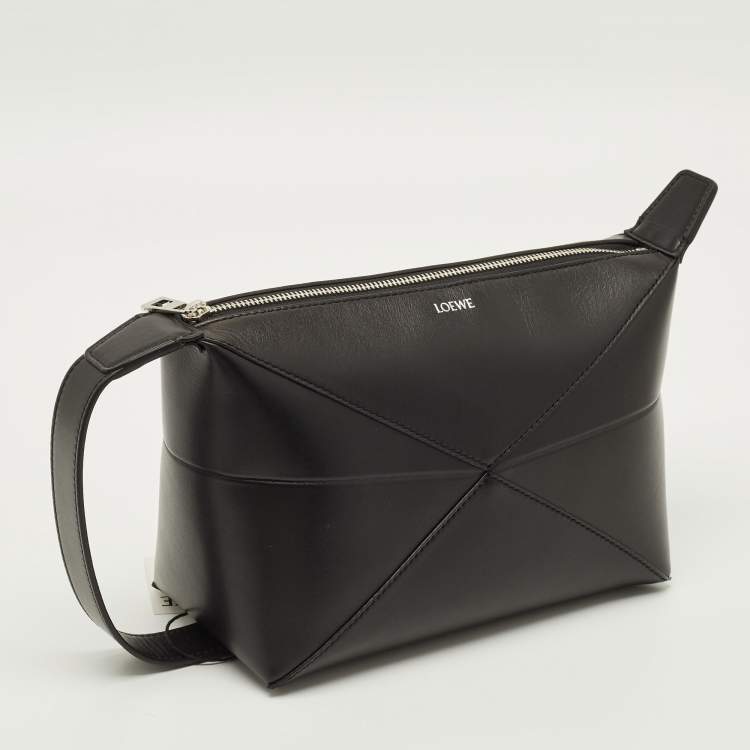 Pre Owned Loewe Puzzle Black Leather Make-Up Bag