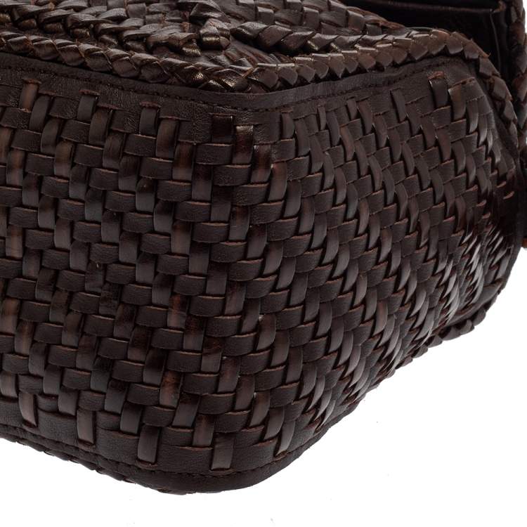 مملوكة مسبقًا Loewe Brown Leather Woven Puzzle Shoulder Bag