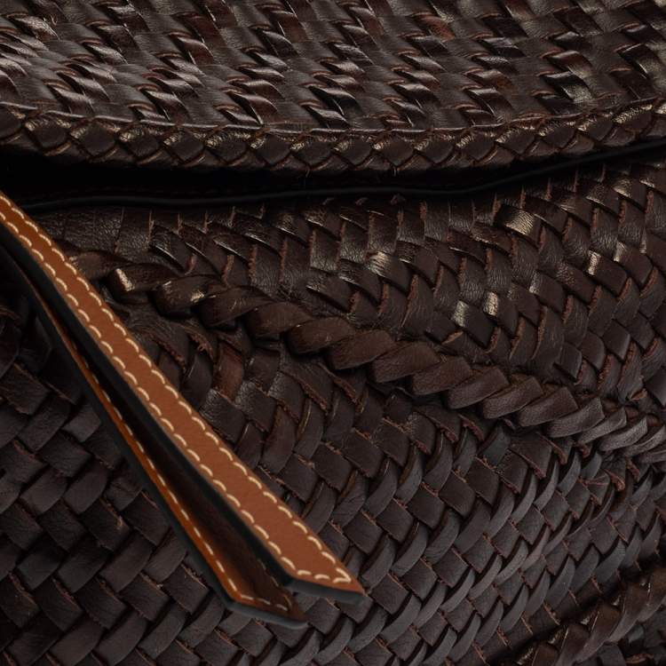 مملوكة مسبقًا Loewe Brown Leather Woven Puzzle Shoulder Bag