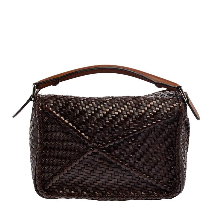 مملوكة مسبقًا Loewe Brown Leather Woven Puzzle Shoulder Bag