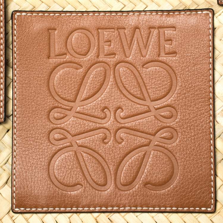 Pre Owned  Loewe Beige Woven Raffia and Leather Basket Bag