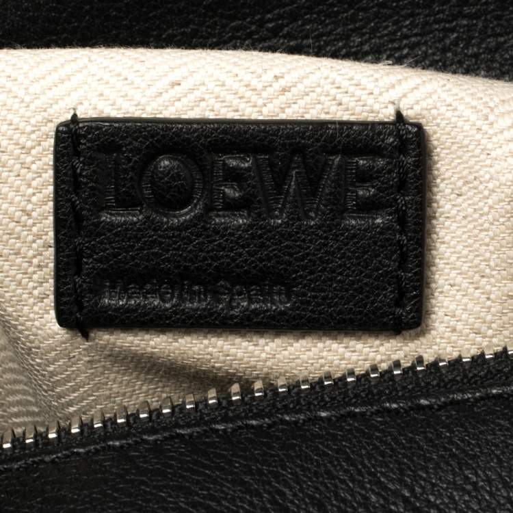 Pre Owned Loewe Black Leather Medium Puzzle Top Handle Bag