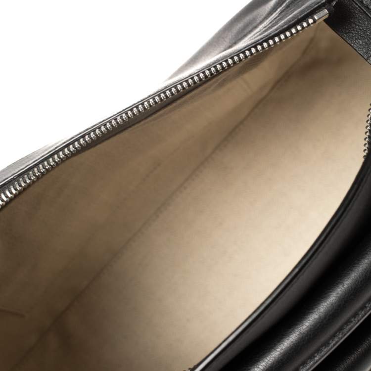 Pre Owned Loewe Black Leather Medium Puzzle Top Handle Bag