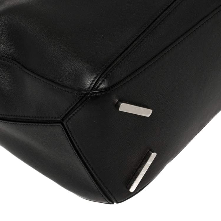 Pre Owned Loewe Black Leather Medium Puzzle Top Handle Bag