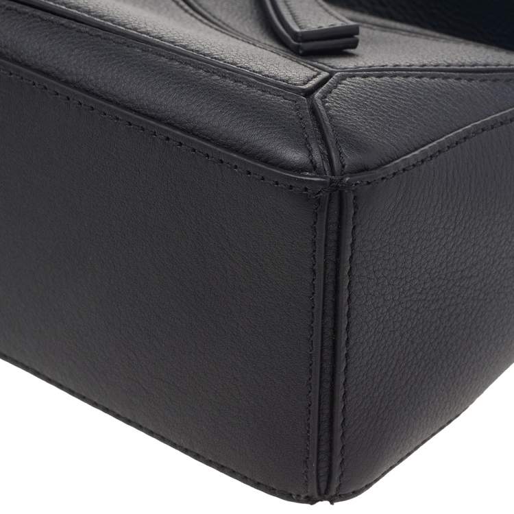 Pre Owned Loewe Black Leather Mini Puzzle Top Handle Bag