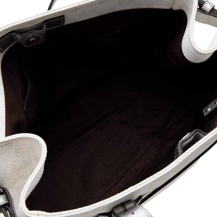 Pre Owned Loewe White/Grey Anagram PVC and Leather Tote